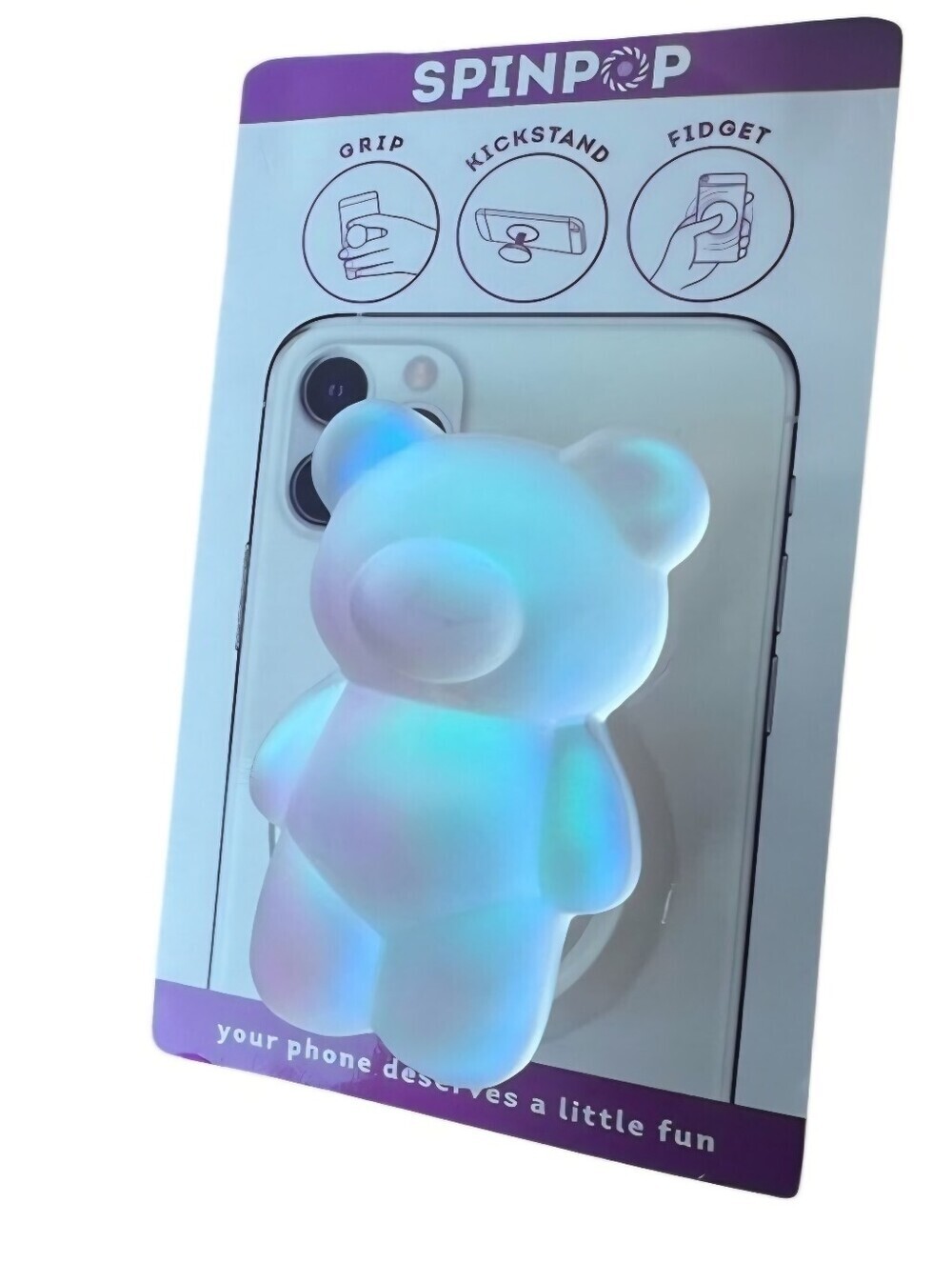 Bear Phone Grip & Kickstand - Iridescent Blue